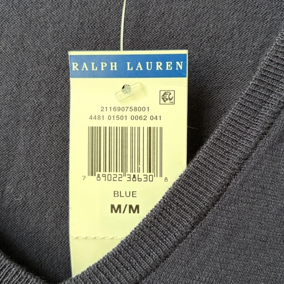Navy Polo Ralph Lauren V-Neck Sweater - Picture 5 of 11